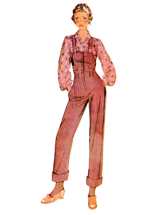 McCalls Vintage Schnittmuster M8645 – Damen Latzhose, Hose & Bluse 1970er Jahre