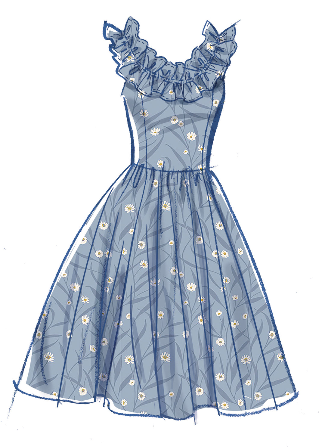McCalls Schnittmuster M8650 – Damen Kleid mit Rüschenausschnitt in zwei Längen