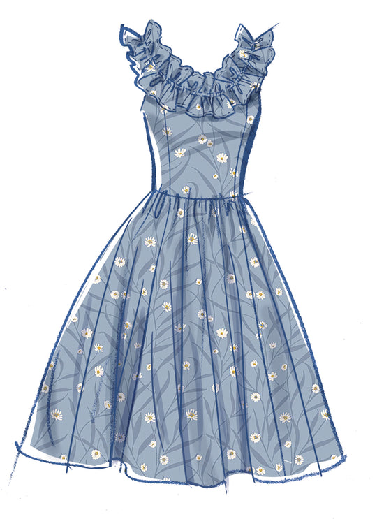 McCalls Schnittmuster M8650 – Damen Kleid mit Rüschenausschnitt in zwei Längen