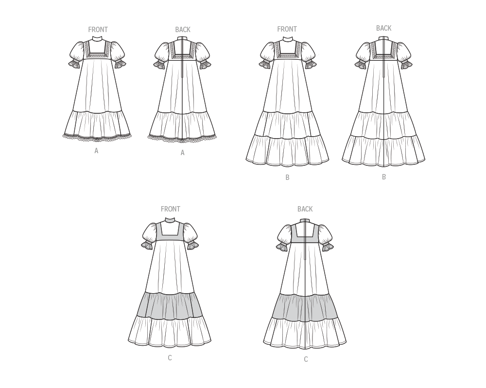 McCalls Schnittmuster M8652 – Damen Laura Ashley Kleid mit Passe in zwei Längen