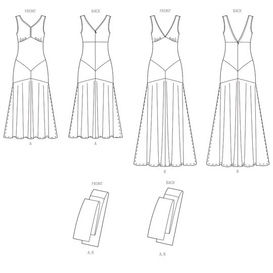 McCalls Schnittmuster M8654 – Damen Maxikleid mit Schal