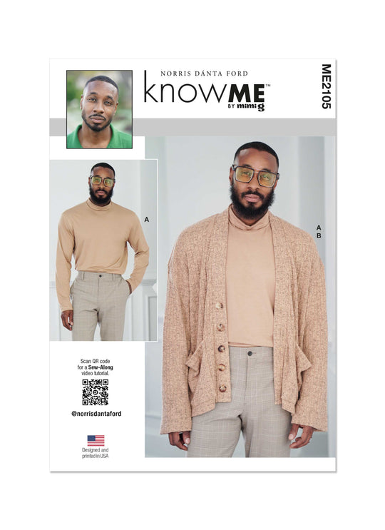 Know Me Schnittmuster ME2105 Rollkragenpullover und Strickjacke für Männer von Norris Dánta Ford