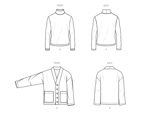 Know Me Schnittmuster ME2105 Rollkragenpullover und Strickjacke für Männer von Norris Dánta Ford