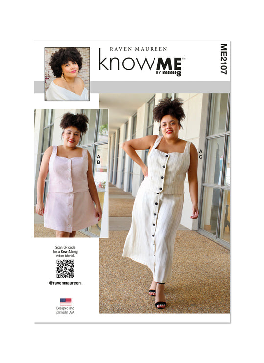 Know Me Schnittmuster ME2107 Damen Top und Rock in zwei Längen von Raven Maureen