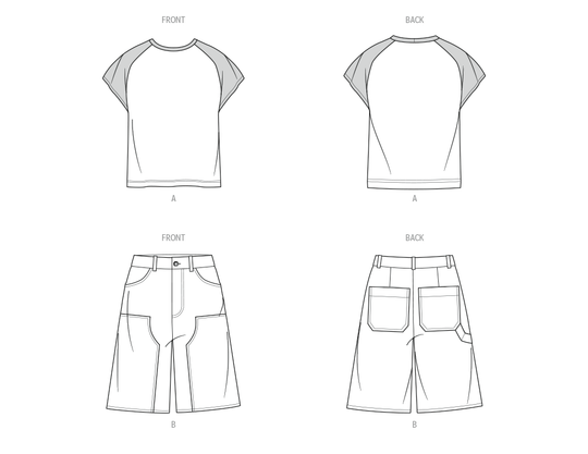 Know Me Schnittmuster ME2121 T-Shirt und Shorts für Männer von Happily Dressed