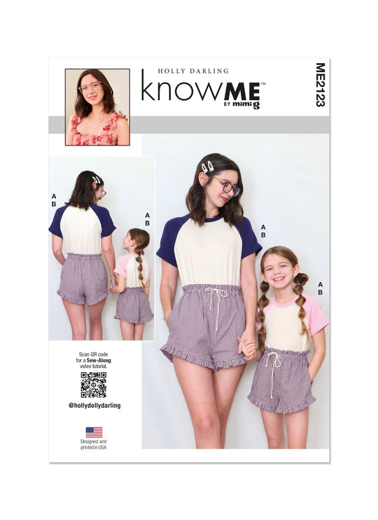 Know Me Schnittmuster ME2123 T-Shirt und Shorts für Mädchen und Damen von Holly Darling