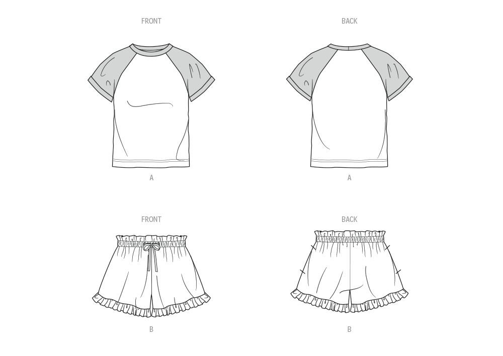 Know Me Schnittmuster ME2123 T-Shirt und Shorts für Mädchen und Damen von Holly Darling