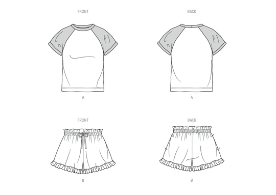 Know Me Schnittmuster ME2123 T-Shirt und Shorts für Mädchen und Damen von Holly Darling