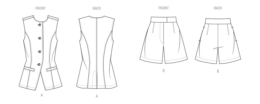Know Me Schnittmuster ME2125 Weste und Shorts für Damen von Lynn Brannelly