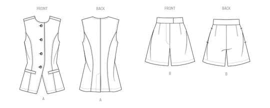Know Me Schnittmuster ME2125 Weste und Shorts für Damen von Lynn Brannelly
