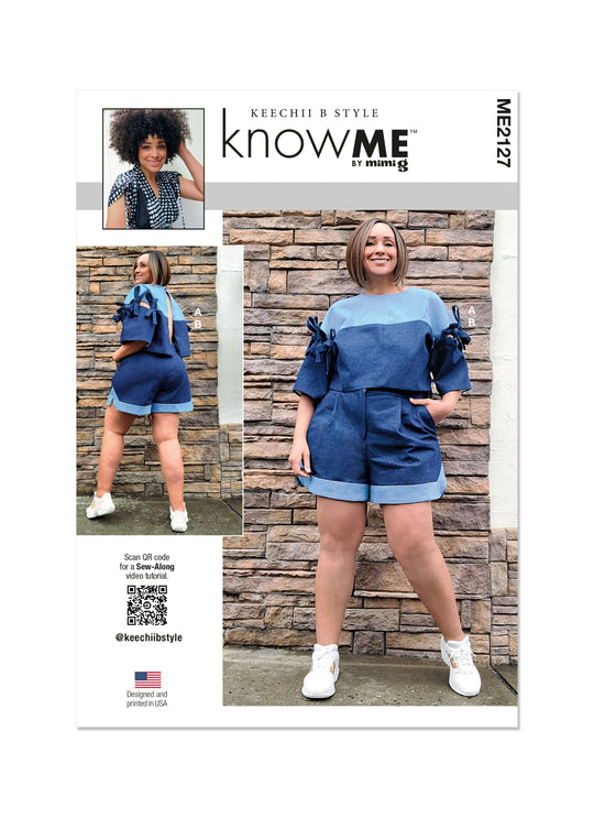Know Me Schnittmuster ME2127 Top für Damen und Damen mit abnehmbaren Ärmeln und Shorts von Keechii B Style