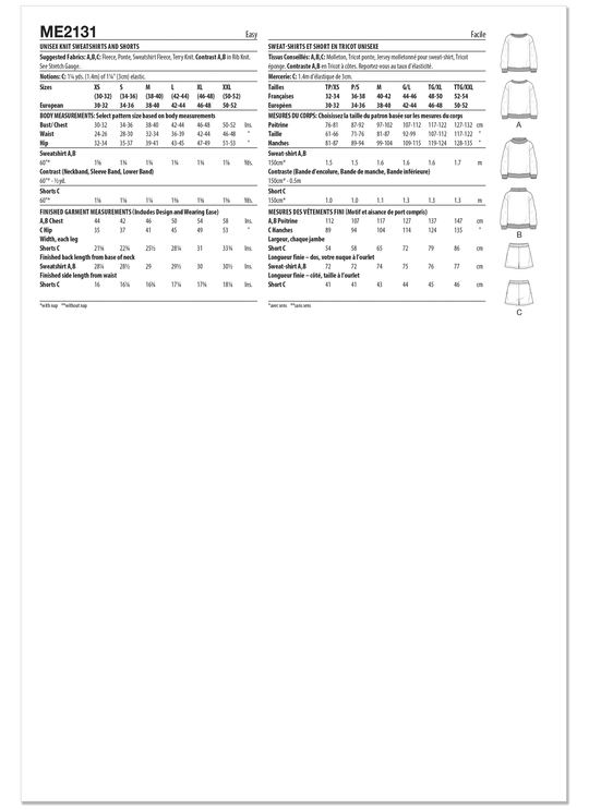 KnowMe Schnittmuster ME2131 Unisex-Strick-Sweatshirts und Shorts von Alissah Threads