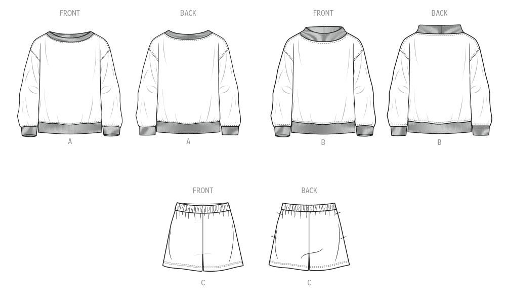 KnowMe Schnittmuster ME2131 Unisex-Strick-Sweatshirts und Shorts von Alissah Threads