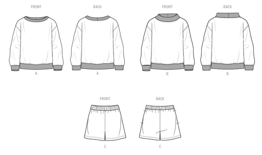 KnowMe Schnittmuster ME2131 Unisex-Strick-Sweatshirts und Shorts von Alissah Threads