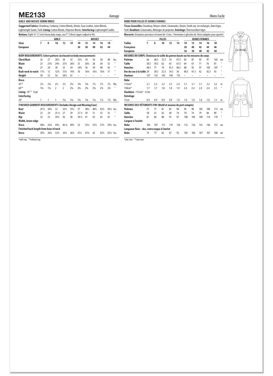 KnowMe Schnittmuster ME2133 Jeanskleid für Mädchen und Damen von Brittany J. Jones