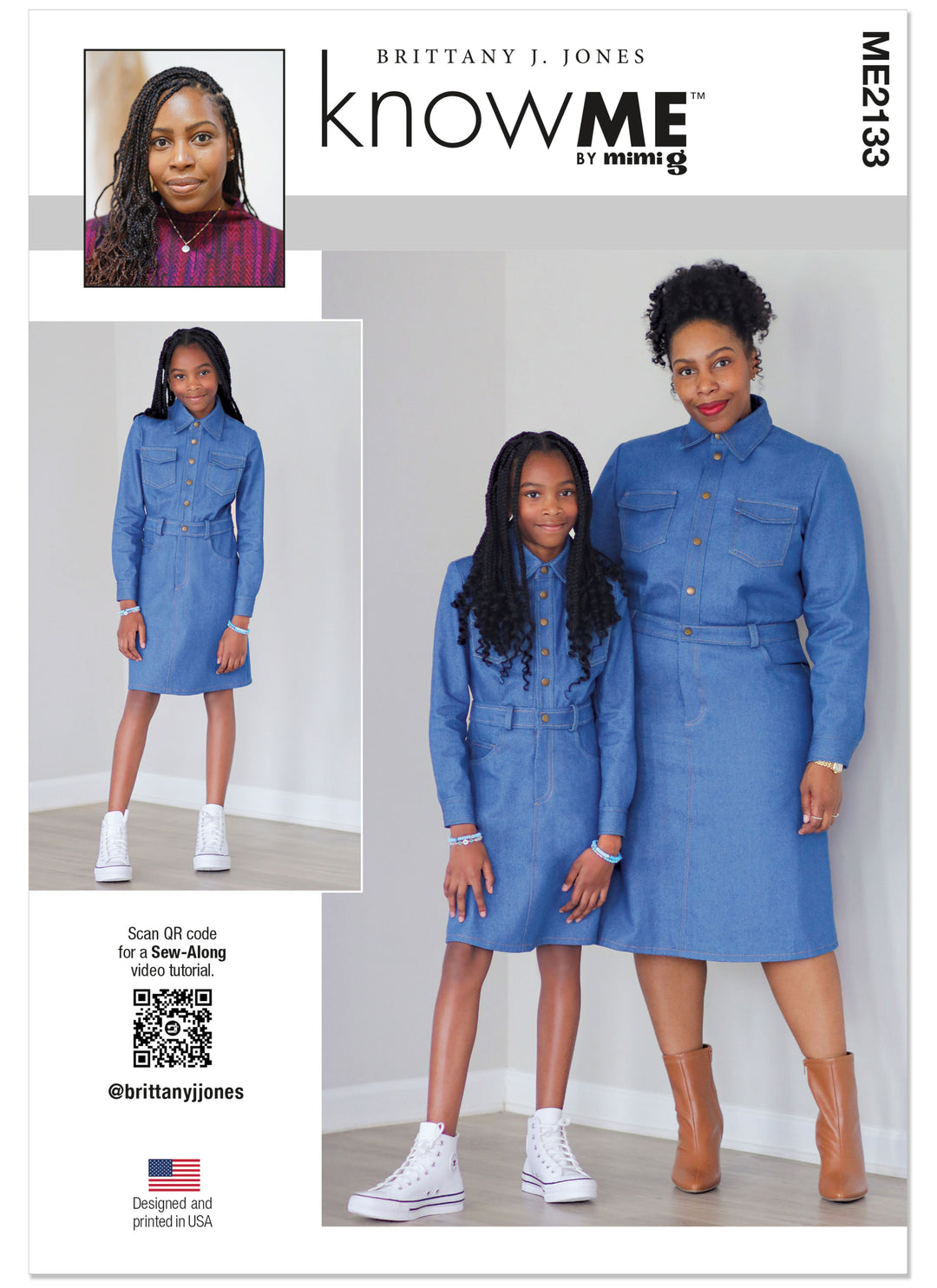 KnowMe sewing pattern ME2133 denim dress for girls and women by Britta – Schnittmuster-Online