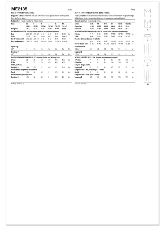 KnowMe Schnittmuster ME2135 Damen-Sportoberteil und Leggings von Classyfied Life