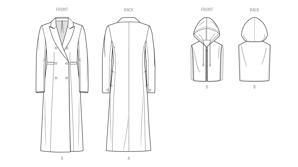 KnowMe Schnittmuster ME2139 Damenmantel und Kapuzen-Einsatz von Stitch Fitz