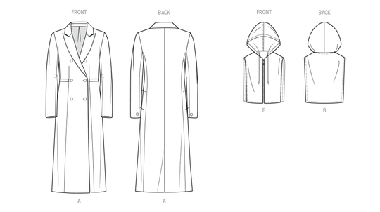 KnowMe Schnittmuster ME2139 Damenmantel und Kapuzen-Einsatz von Stitch Fitz
