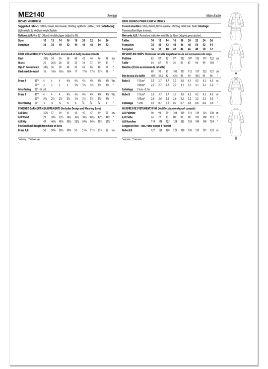 KnowMe Schnittmuster ME2140 Damenhemdkleid von Keechii B Style