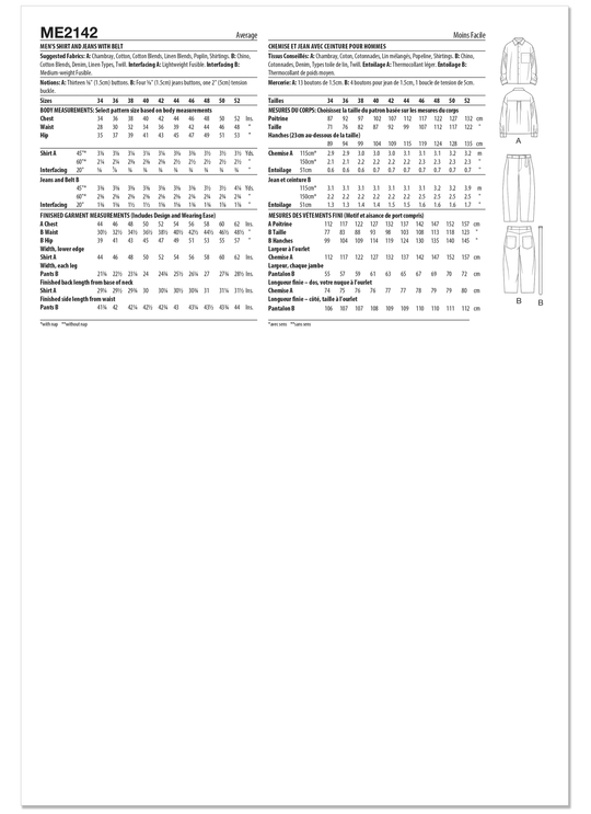 KnowMe Schnittmuster ME2142 Herrenhemd und Jeans mit Gürtel von Norris Dánta Ford