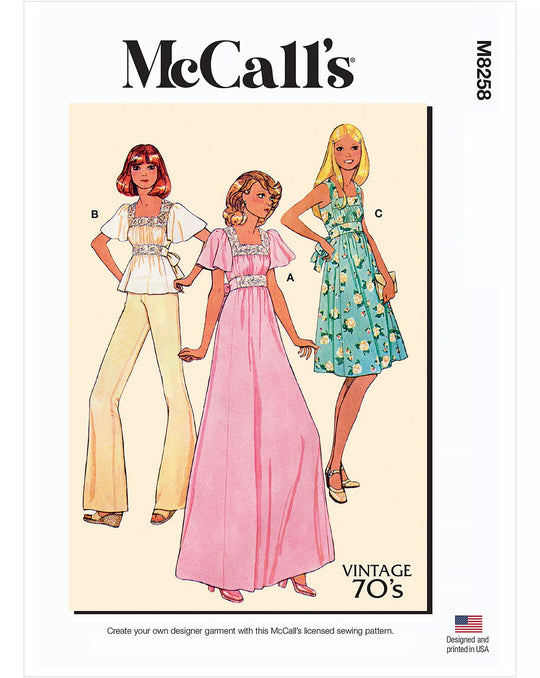 McCalls Schnittmuster M8258 Top & Kleid 1975er Jahre