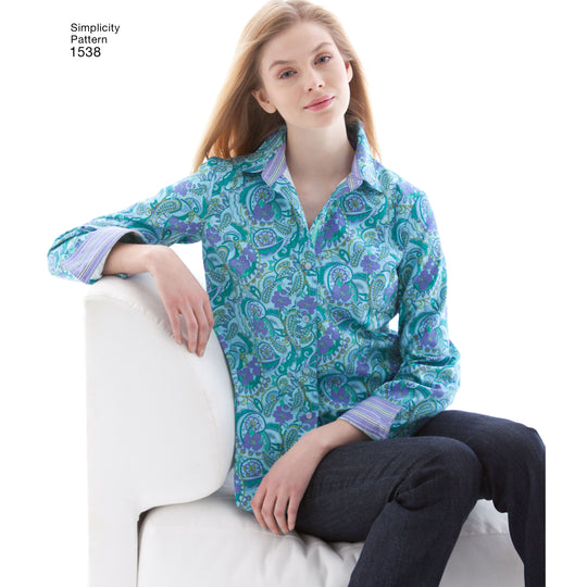 Simplicity Schnittmuster S1538 Damen Hemdblusen