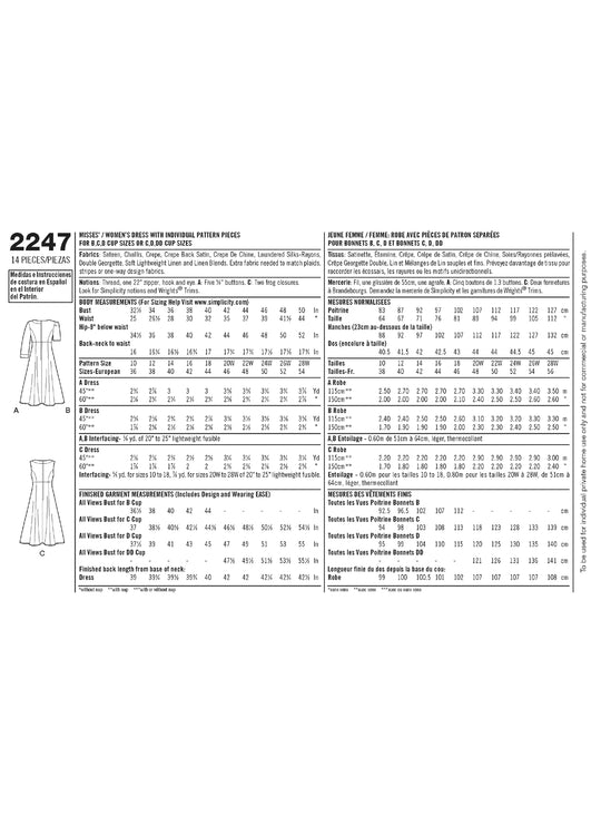 Simplicity Schnittmuster S2247 – Damen Kleid