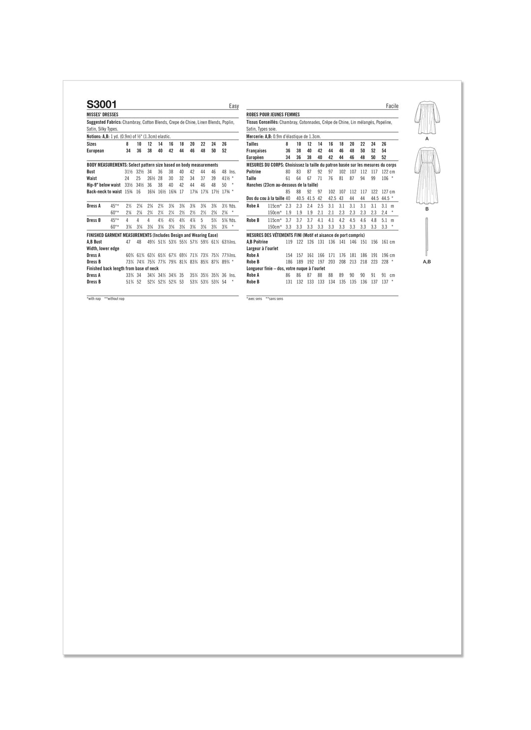 Simplicity Schnittmuster S3001 – Damen Kleid mit V-Ausschnitt & Bindeband