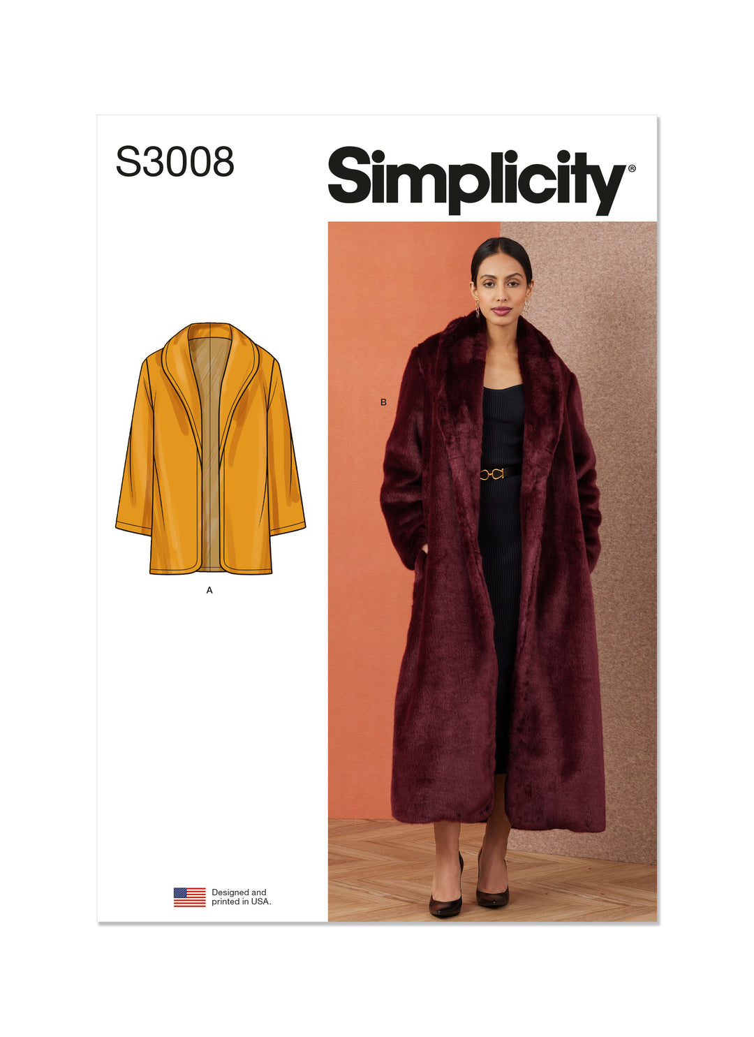 Simplicity Schnittmuster S3008 – Damen Mantel in Midi- & Minilänge