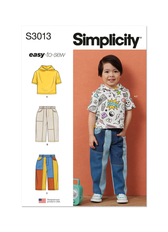 Simplicity Schnittmuster S3013 – Kapuzen-T-Shirt & Jeans für Kleinkinder
