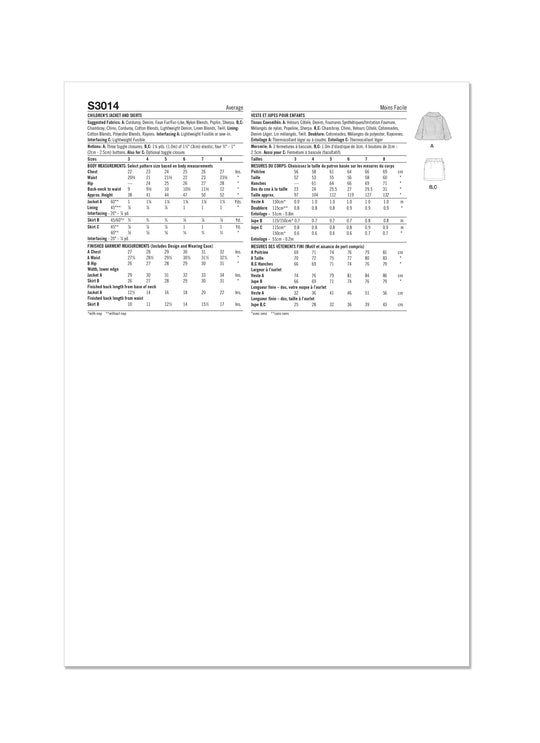 Simplicity Schnittmuster S3014 – Kinder Jacke & Röcke mit praktischen Details