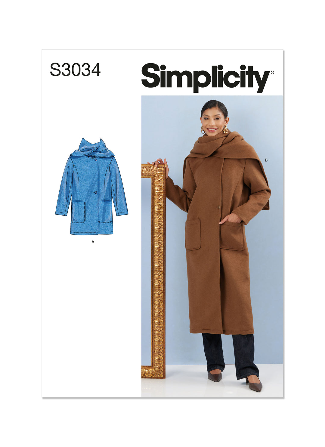 Simplicity Sewing Pattern S3034 - Misses' Coats with Shawl Collar