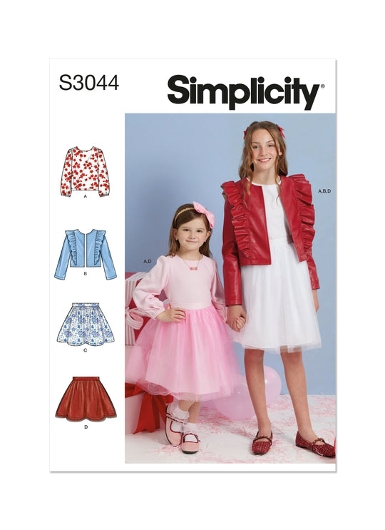 Simplicity Schnittmuster S3044 Röcke, Jacken und Oberteile aus Strick für Kinder und Mädchen