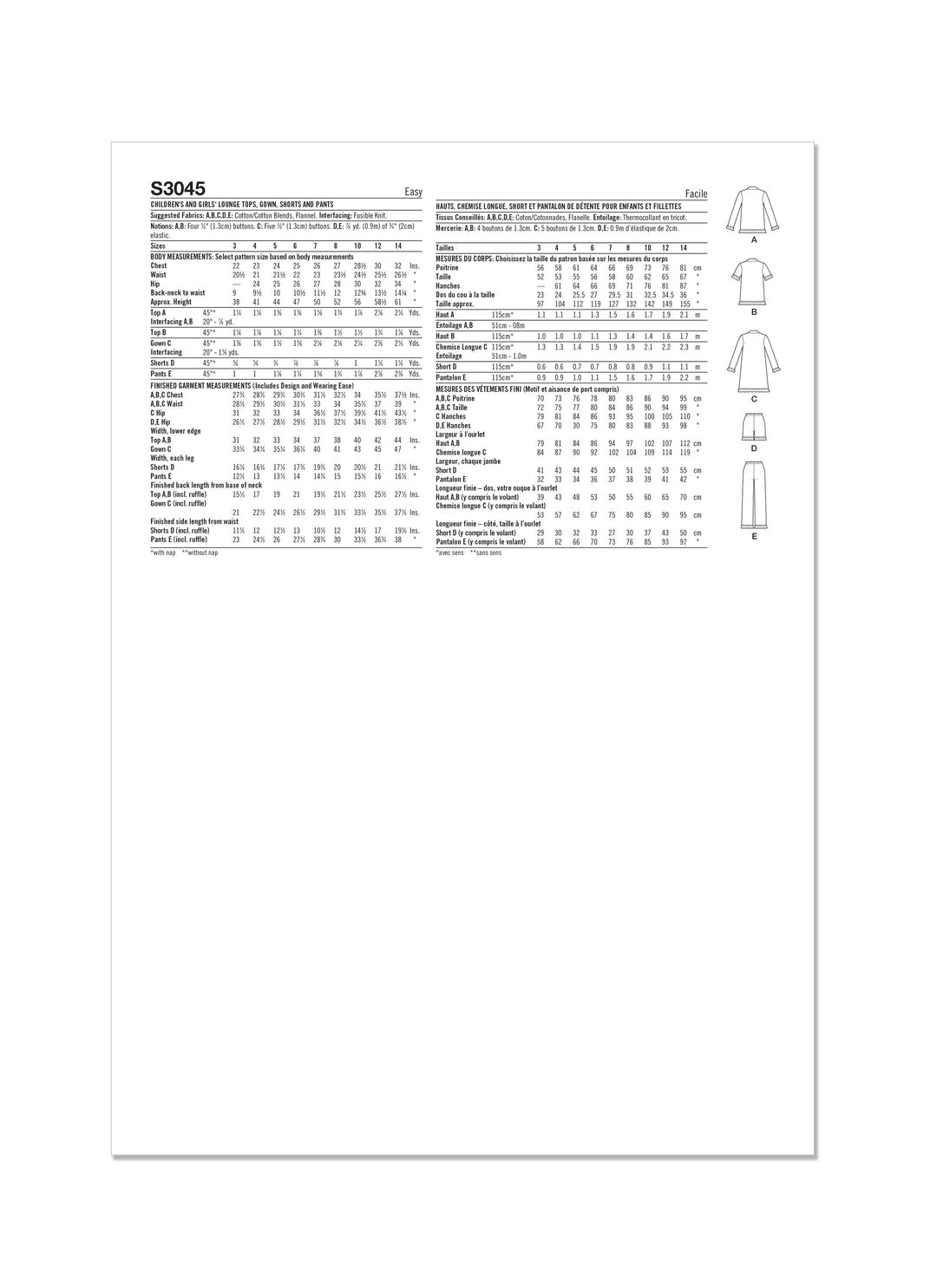 Simplicity Schnittmuster S3045 – Kinder & Mädchen Oberteile, Shirts und Freizeithosen