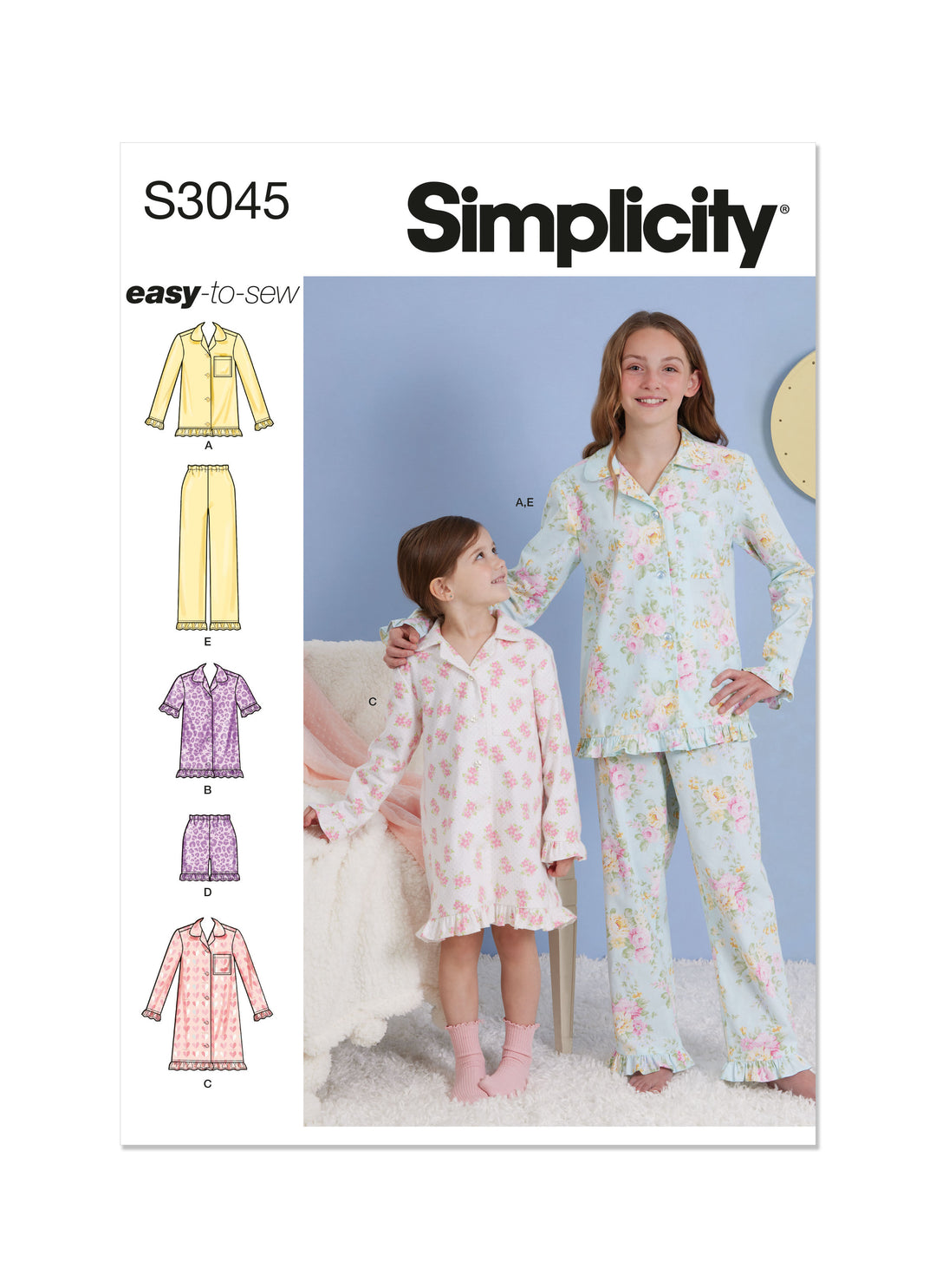Simplicity Schnittmuster S3045 – Kinder & Mädchen Oberteile, Shirts und Freizeithosen