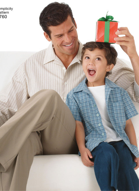 Simplicity Schnittmuster S4760 Hemd & Hose für Herren & Kinder