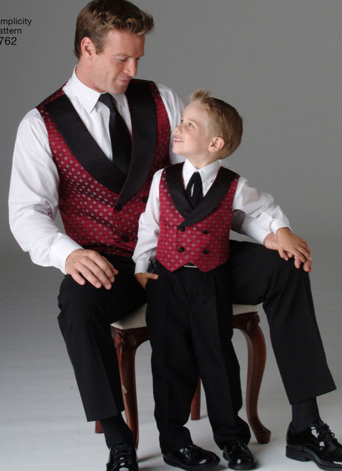 Simplicity Schnittmuster S4762 Jungen- und Herrenwesten und Krawatten