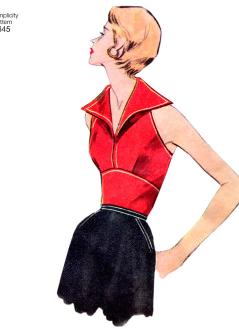 Simplicity Schnittmuster S8645 Vintage Top mit 4 Variationen 1950er Jahre