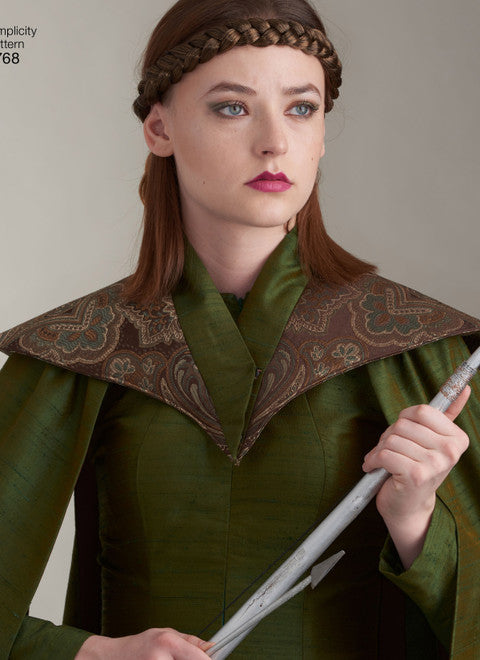 Simplicity Schnittmuster S8768 – mittelalterliche Damenkostüme mit Kleidern, Umhang & Kettenschulterpolstern