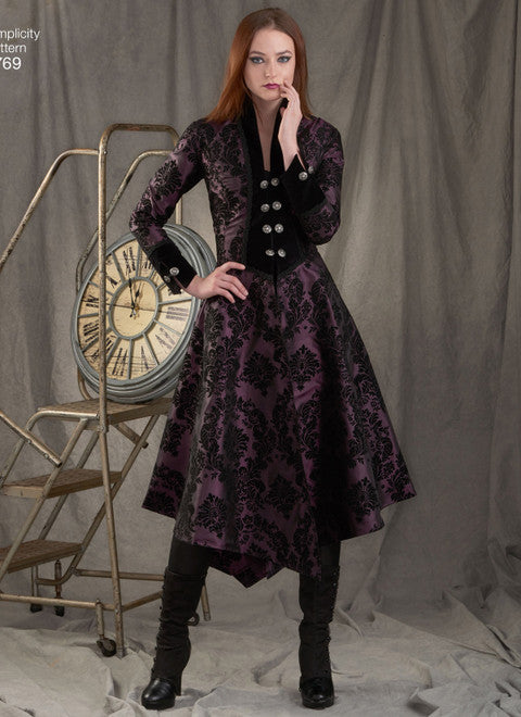 Simplicity Schnittmuster S8769 – Damen Militär-Cosplay-Mantel mit Kapuze, Revers & Verzierungen