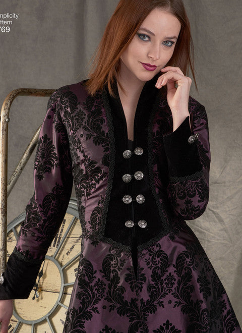 Simplicity Schnittmuster S8769 – Damen Militär-Cosplay-Mantel mit Kapuze, Revers & Verzierungen