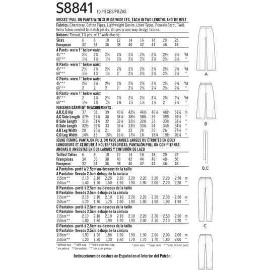 Simplicity Schnittmuster S8841 Damen weite Hose