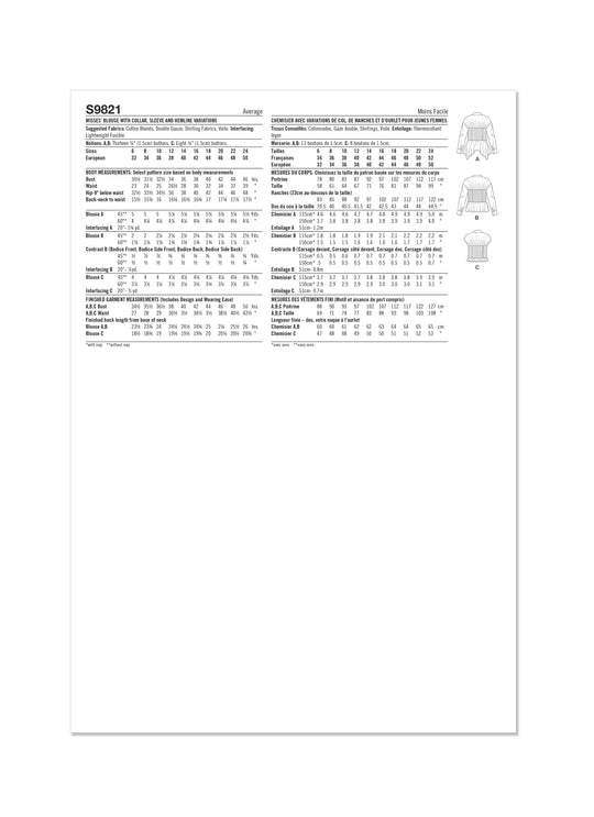 Simplicity Schnittmuster S9821