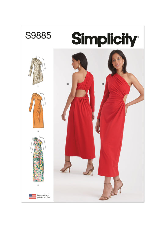 Simplicity Schnittmuster S9885 Damen schulterfreies Kleid mit Cut-Out Mini Maxi