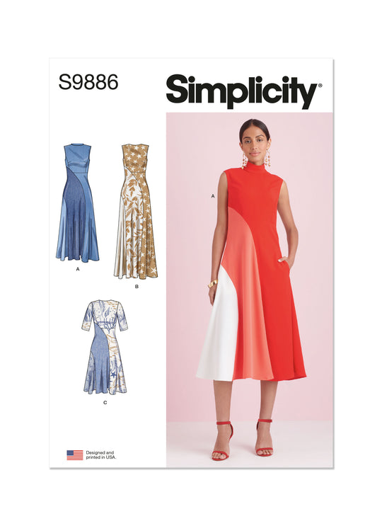 Simplicity Schnittmuster S9886 Damen figurbetontes Kleid Midi Maxi