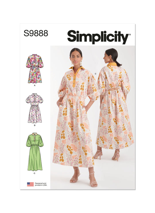 Simplicity Schnittmuster S9888 Damen Hemdblusenkleider Maxi