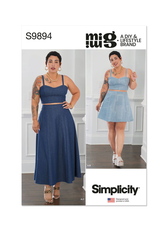 Simplicity Schnittmuster S9894 Damen Rock und Shirt
