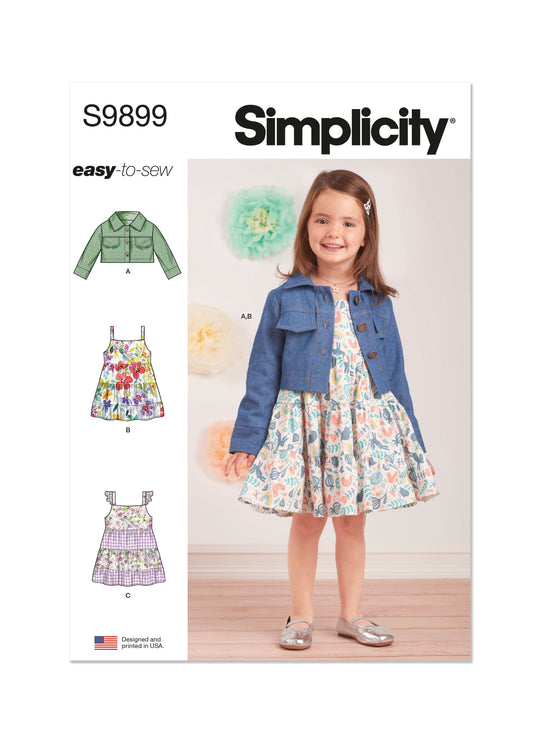 Simplicity Schnittmuster S9899 Mädchen Jeansjacke und Kleid