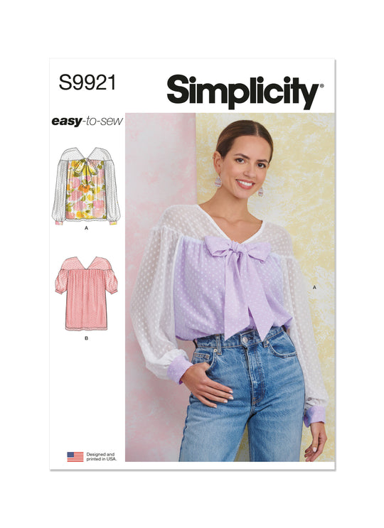 Simplicity Schnittmuster S9921 Damen Bluse Langarm / Kurzarm